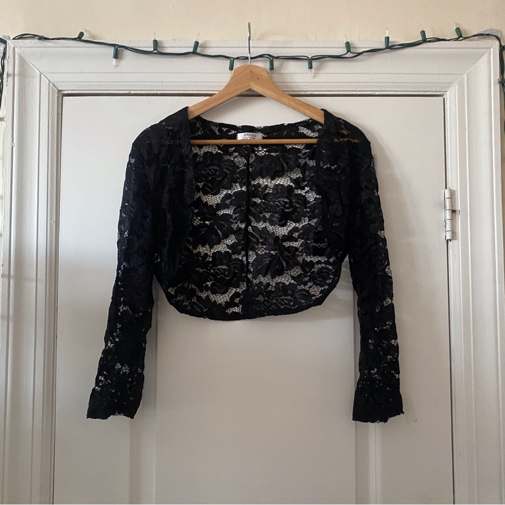 Meaneor Sheer Black Lace Cardigan
